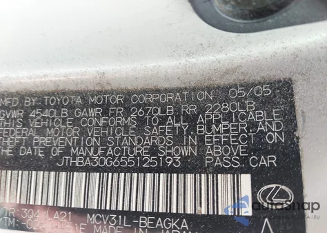 2005 Lexus Es 330 from USA, damaged, VIN JTHBA30G655125193